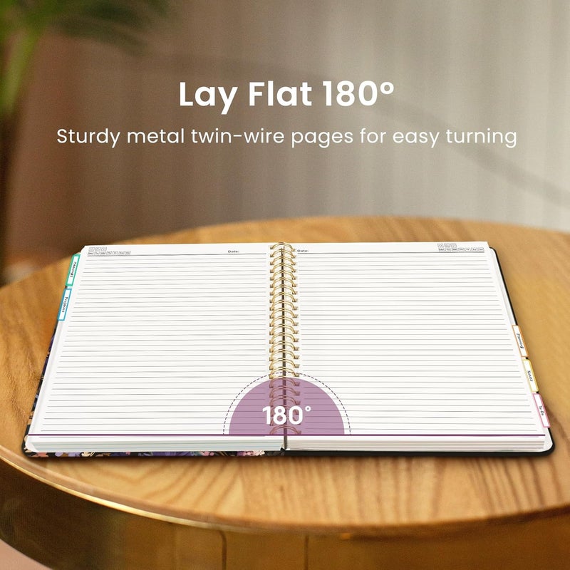 Taja Large Spiral Lined Notebooks for Work with Removable Dividers & Tabs, 8.5"x11" Pretty Hardcover 5 Subject Notebook Journal for Women, College Ruled, Perfect for Study & Office Organization, 280 Pages,Midnight Bloom - Image 5